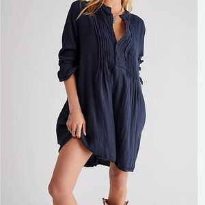 CUPSHE Womens Dress Shirt Long Sleeve Casual Boho Starburst Blue Size M New